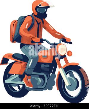 Uomo in moto in sport estremi su bianco Illustrazione Vettoriale