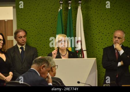 25 luglio 2023, Natal, Rio grande do Norte, Brasile: Natal (RN), 07/25/2023 - MINISTRA/STF/ROSA WEBER - all'ordine del giorno a Rio grande do Norte, il presidente della Corte suprema federale (STF) e del Consiglio nazionale di giustizia (CNJ), il ministro Rosa Weber, ha visitato martedì (25) il penitenziario di Alcacuz, La più grande dello stato, per formalizzare il lancio della task force carceraria nella capitale del Rio grande do Norte. (Foto: Jose Aldenir/Thenews2/Zumapress) (Credit Image: © Jose Aldenir/TheNEWS2 via ZUMA Press Wire) SOLO USO EDITORIALE! Non per USO commerciale! Foto Stock