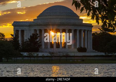 Jefferson Memorial, Washington DC, all'alba Foto Stock