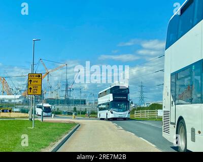 Il vasto cantiere della centrale nucleare di hinkley Point nel Somerset, inghilterra, Regno Unito Foto Stock