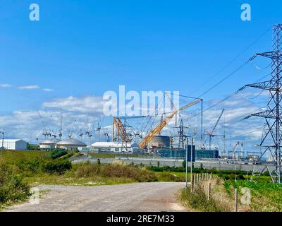 Il vasto cantiere della centrale nucleare di hinkley Point nel Somerset, inghilterra, Regno Unito Foto Stock