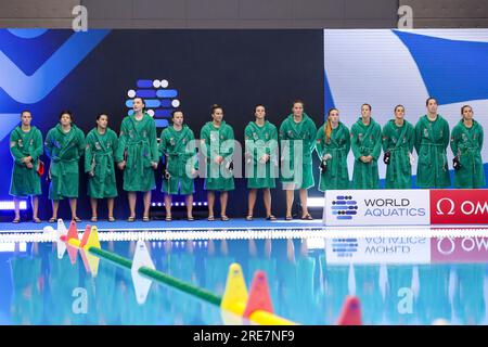 Fukuoka, Giappone. 26 luglio 2023. FUKUOKA, GIAPPONE - LUGLIO 26: Schierate l'Ungheria durante i Campionati mondiali di pallanuoto femminile 2023 5°-8° posto tra Grecia e Ungheria il 26 luglio 2023 a Fukuoka, Giappone (foto di Albert Ten Hove/Orange Pictures) credito: Orange Pics BV/Alamy Live News Foto Stock