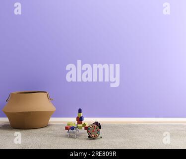 Camera per bambini con toni blu, rendering 3d. Foto Stock