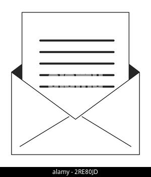 Lettera in busta aperta oggetto vettoriale isolato monocromatico piatto Illustrazione Vettoriale