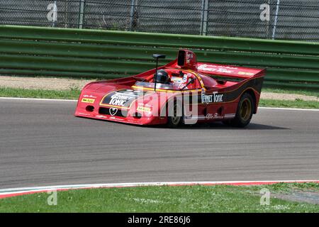 6 maggio 2018: Corsa sconosciuta con lo storico prototipo Alfa Romeo Model 33/tt12 ex Arturo Merzario del 1977 durante il Minardi Historic Day 2018 nel circuito di Imola Foto Stock