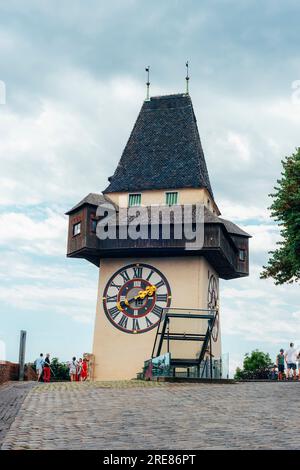 Torre dell'orologio Grazer Uhrturm a Graz, Austria. Foto Stock