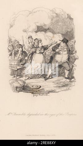 Mr. Bumble degradato agli occhi dei Paupers 1838 da George Cruikshank Foto Stock