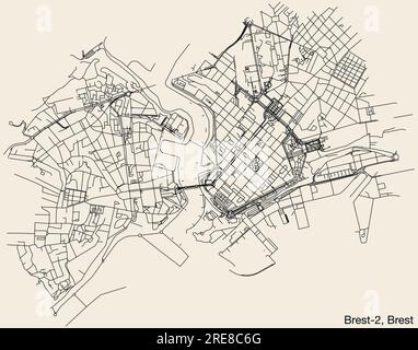 Mappa stradale del CANTON BREST-2, BREST Illustrazione Vettoriale