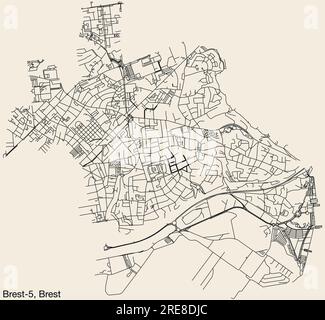 Mappa stradale del BREST-5 CANTON, BREST Illustrazione Vettoriale