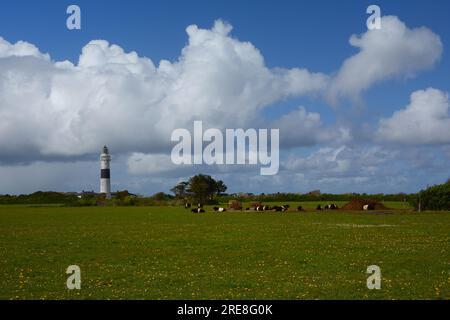 Faro Langer Christian vicino al villaggio di Kampen, Sylt, Isole Frisone, Mare di Wadden, Germania Foto Stock