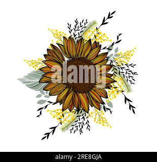 Astrazione floreale con girasole. Illustrazione vettoriale Illustrazione Vettoriale