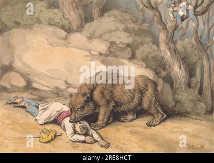 Un orso che attacca un indiano caduto da Samuel Howitt Foto Stock