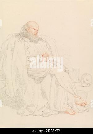 St Jerome Meditating di Edward Francis Burney Foto Stock