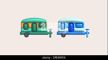 illustrazione 3d di caravan da campeggio e roulotte veicoli di roulotte da viaggio per camper Illustrazione Vettoriale