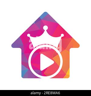Modello di disegno del logo vettoriale del video del re. Royal film logo design vettore. Illustrazione Vettoriale