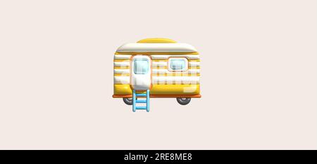 illustrazione 3d di caravan da campeggio e roulotte veicoli di roulotte da viaggio per camper Illustrazione Vettoriale