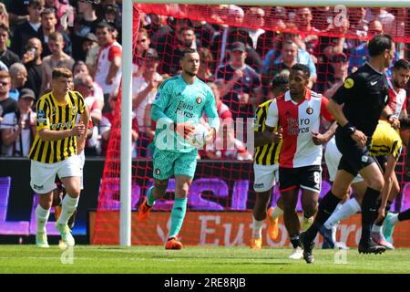 Rotterdam - il detentore del Feyenoord Justin Bijlow durante l'incontro tra Feyenoord e Vitesse allo Stadion Feijenoord De Kuip il 28 maggio 2023 a Rotterdam, Net Foto Stock