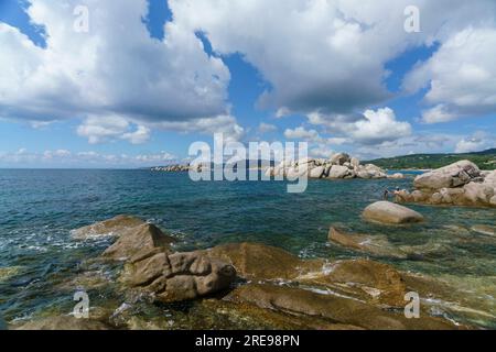 Plage de Tamaricciu, Strand, Beach, Felsen, Corse-du-Sud, Korsika, Frankreich, Europa Foto Stock