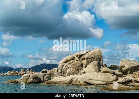 Plage de Tamaricciu, Strand, Beach, Felsen, Corse-du-Sud, Korsika, Frankreich, Europa Foto Stock