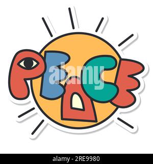 Adesivo tranquillo vintage con stampa ruvida anni anni '70 Illustrazione Vettoriale