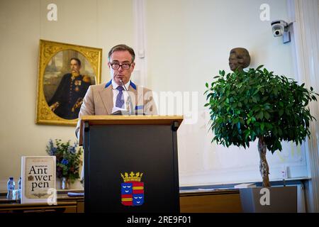 WASSENAAR - Sindaco di Anversa Bart De Wever durante la celebrazione dell'indipendenza olandese. Durante la celebrazione, il Premio per l'indipendenza olandese viene assegnato alle donne iraniane che celebrano l'opposizione. ANP PHIL NIJHUIS paesi bassi fuori - belgio fuori Foto Stock