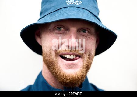 Il capitano inglese Ben Stokes durante una sessione di reti davanti al quinto test match della LV= Insurance Ashes Series al Kia Oval di Londra. Data foto: Mercoledì 26 luglio 2023. Foto Stock