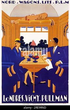 poster di viaggio ferroviari con riproduzione d'epoca Foto Stock