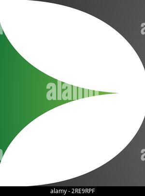 Icona e maiuscola verde e nero con triangoli curvi su sfondo bianco Illustrazione Vettoriale