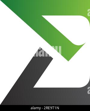 Icona a forma di lettera e nitida verde e nera su sfondo bianco Illustrazione Vettoriale