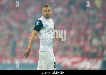 Lodz, Polonia. 23 luglio 2023. Lukasz Solowiej di Puszcza Niepolomice visto durante la partita di calcio polacca PKO Ekstraklasa League 2023/2024 tra Widzew Lodz e Puszcza Niepolomice allo stadio municipale Widzew Lodz . Punteggio finale; Widzew Lodz 3:2 Puszcza Niepolomice. (Foto di Grzegorz Wajda/SOPA Images/Sipa USA) credito: SIPA USA/Alamy Live News Foto Stock