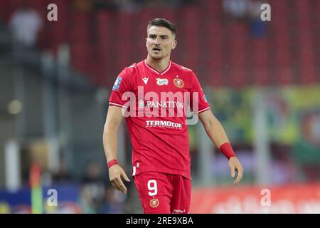 Lodz, Polonia. 23 luglio 2023. Jordi Sanchez di Widzew Lodz visto durante la partita di calcio polacca della PKO Ekstraklasa League 2023/2024 tra Widzew Lodz e Puszcza Niepolomice allo stadio municipale Widzew Lodz . Punteggio finale; Widzew Lodz 3:2 Puszcza Niepolomice. (Foto di Grzegorz Wajda/SOPA Images/Sipa USA) credito: SIPA USA/Alamy Live News Foto Stock