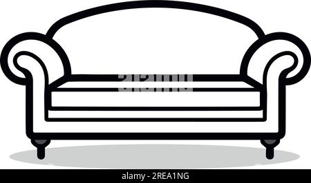 Divano, insegna di stile lineare per concetto mobile e web design. Simbolo, illustrazione del logo. Grafica vettoriale Pixel Perfect. Illustrazione Vettoriale