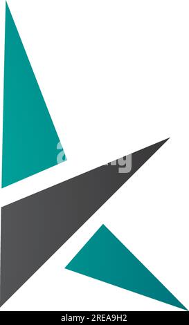 Icona K persiana verde e nera con triangoli su sfondo bianco Illustrazione Vettoriale