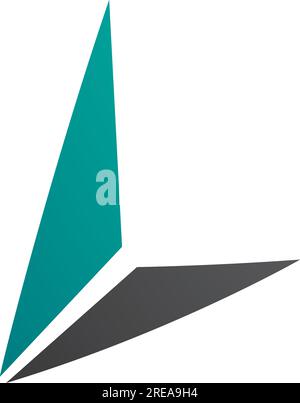 Icona a forma di lettera L persiana verde e nera con triangoli su sfondo bianco Illustrazione Vettoriale