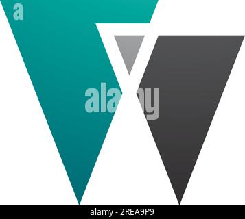 Icona Persiano Green e Black Letter W con triangoli su sfondo bianco Illustrazione Vettoriale