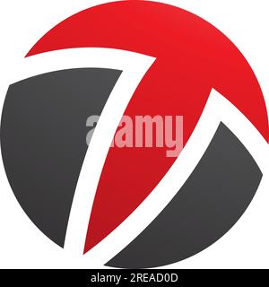 Icona T a forma di cerchio rosso e nero su sfondo bianco Illustrazione Vettoriale
