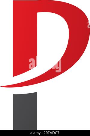 Icona P rossa e nera con punta a punta su sfondo bianco Illustrazione Vettoriale