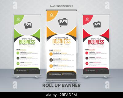 Modello di progettazione banner rollup aziendale Illustrazione Vettoriale