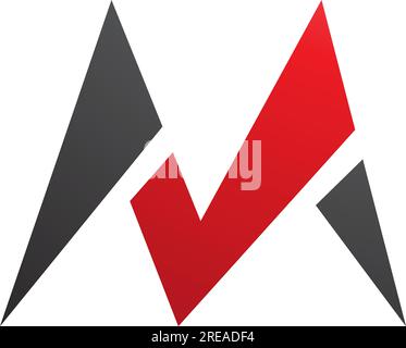 Icona a forma di lettera M rossa e nera con punta Pointy su sfondo bianco Illustrazione Vettoriale