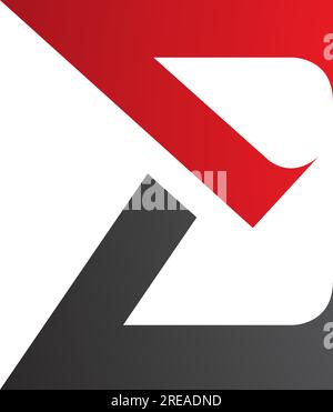 Icona a forma di lettera e nitida rossa e nera su sfondo bianco Illustrazione Vettoriale