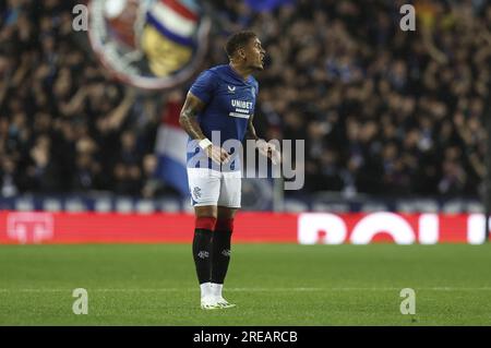 Glasgow, Regno Unito. 26 luglio 2023. James Tavernier dei Rangers durante la partita di calcio tra Rangers e Olympiakos all'Ibrox Stadium di Glasgow, Scozia. (Foto: Sports Press Photo/Sports Press Photo/C - SCADENZA DI UN'ORA - ATTIVA FTP SOLO SE LE IMMAGINI HANNO MENO DI UN'ORA - Alamy) credito: SPP Sport Press Photo. /Alamy Live News Foto Stock