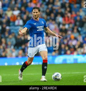 Glasgow, Regno Unito. 26 luglio 2023. L'ultima amichevole dei Rangers all'Ibrox Stadium, Glasgow, Scozia, Regno Unito, prima dell'inizio della stagione 23/24 fu tra Rangers e Olympiakos. Crediti: Findlay/Alamy Live News Foto Stock