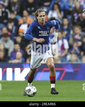 Glasgow, Regno Unito. 26 luglio 2023. Todd Cantwell dei Rangers durante la partita di calcio tra Rangers e Olympiakos all'Ibrox Stadium di Glasgow, Scozia. (Foto: Sports Press Photo/Sports Press Photo/C - SCADENZA DI UN'ORA - ATTIVA FTP SOLO SE LE IMMAGINI HANNO MENO DI UN'ORA - Alamy) credito: SPP Sport Press Photo. /Alamy Live News Foto Stock