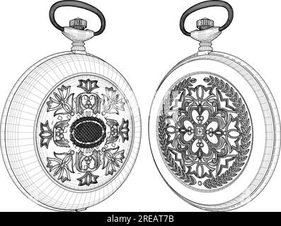 Pocket Watch Vector. Isolato su sfondo bianco Un'illustrazione vettoriale di Un Pocket Watch. Illustrazione Vettoriale