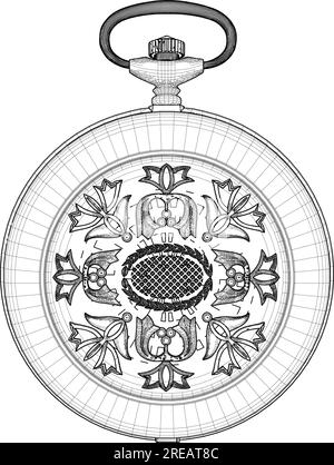 Pocket Watch Vector. Isolato su sfondo bianco Un'illustrazione vettoriale di Un Pocket Watch. Illustrazione Vettoriale