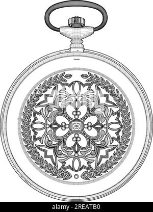 Pocket Watch Vector. Isolato su sfondo bianco Un'illustrazione vettoriale di Un Pocket Watch. Illustrazione Vettoriale