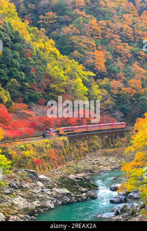 In autunno parte il treno tram Foto Stock