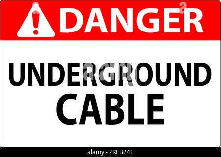 Cartello di pericolo, cavo sotterraneo Illustrazione Vettoriale