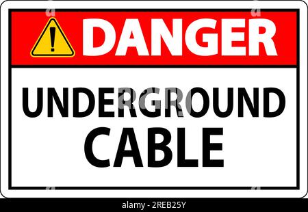 Cartello di pericolo, cavo sotterraneo Illustrazione Vettoriale