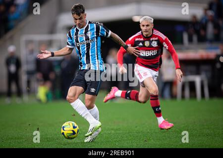 Porto Alegre, Brasile. 26 luglio 2023. Ferreirinha di Gremio, durante la partita tra Gremio e Bahia, per la semifinale di Coppa del Brasile 2023 all'Arena do Gremio Stadium, a Porto Alegre il 26 luglio. Foto: Richard Ducker/DiaEsportivo/Alamy Live News Credit: DiaEsportivo/Alamy Live News Foto Stock